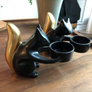 Set of 2 Squirrel Tea Light Candle Holders